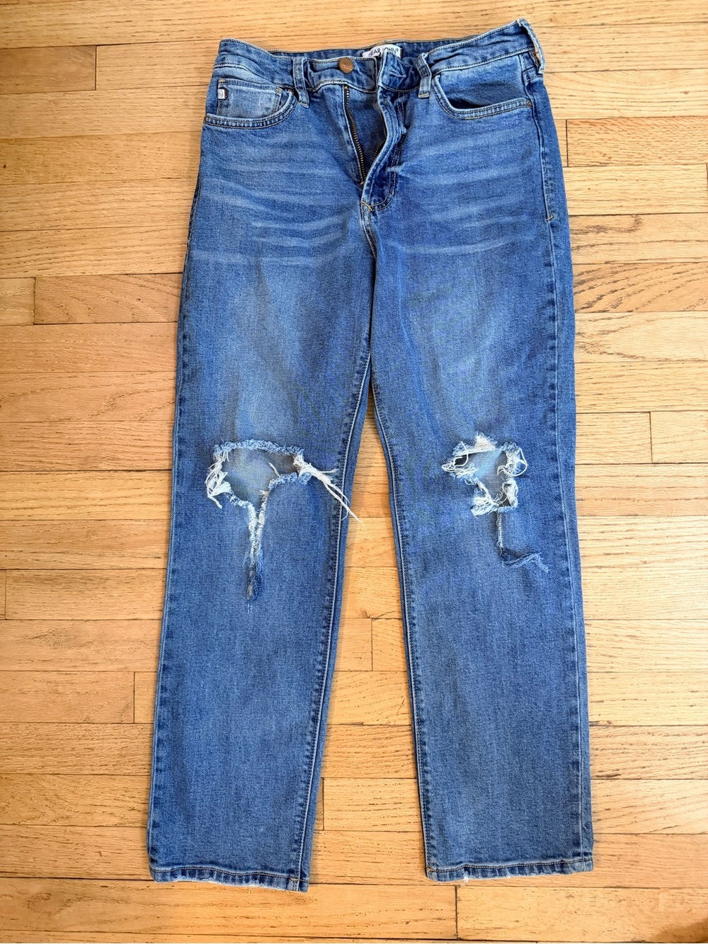 Dear John Cape Town Size 27 Distressed Ripped Jeans Medium Wash Y2K Inspired